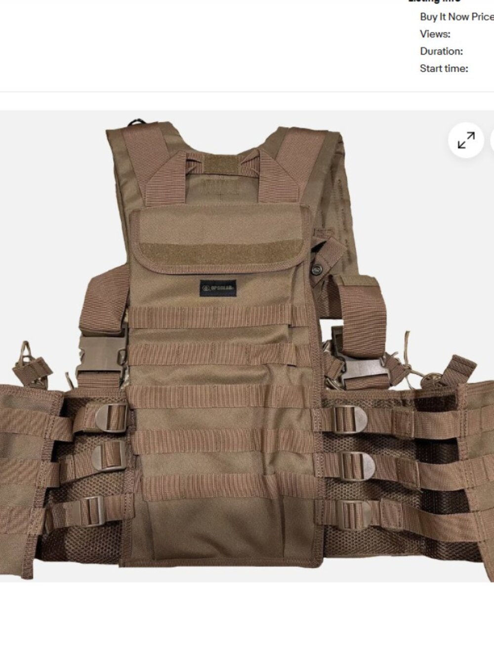 One Size Adult Adjustable Tactical Gear Molle Chest Rig Vest - Coyote